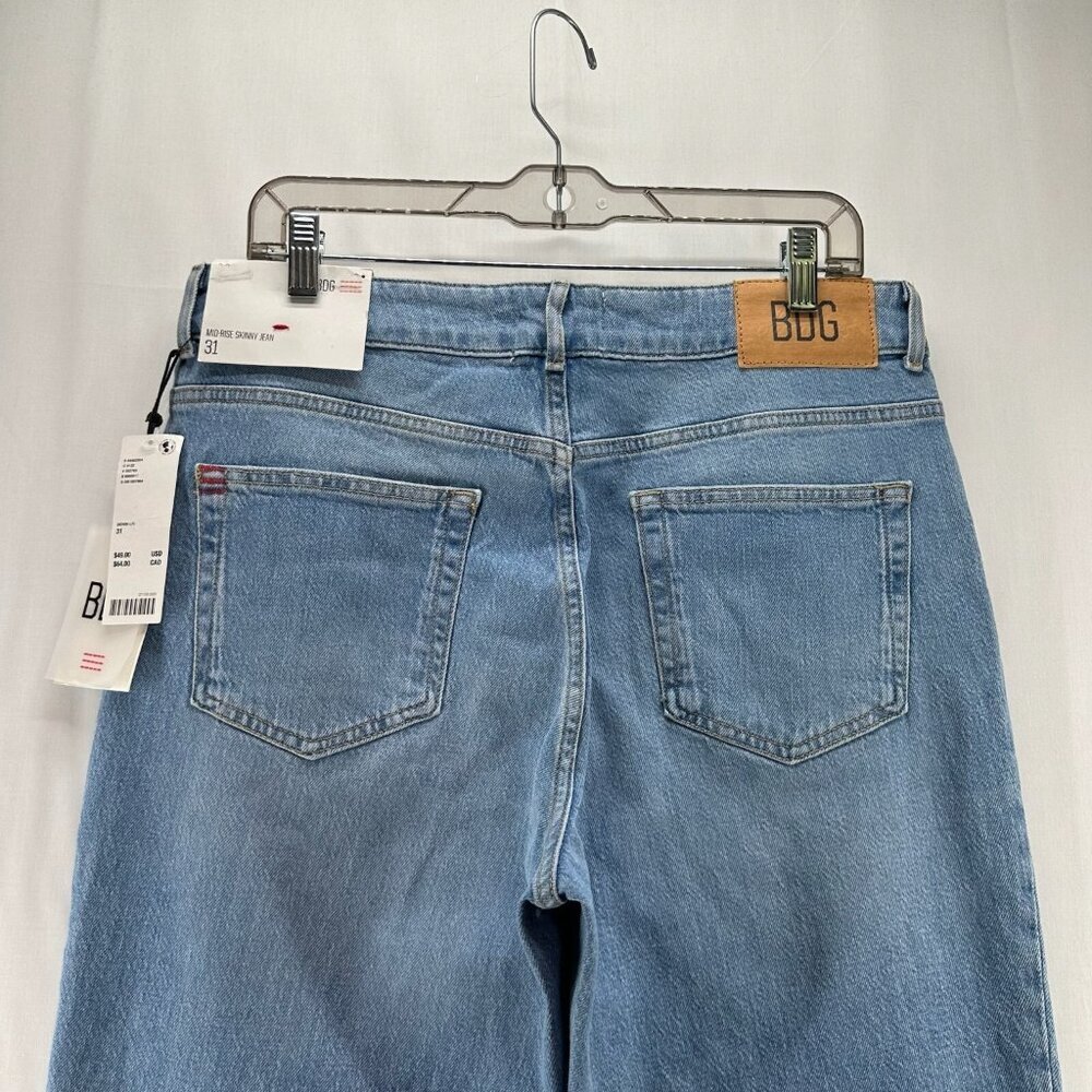 BDG Jeans Womens Size 31 Mid Rise Skinny Cropped Light Washed Denim Cotton Blue - Picture 5 of 12